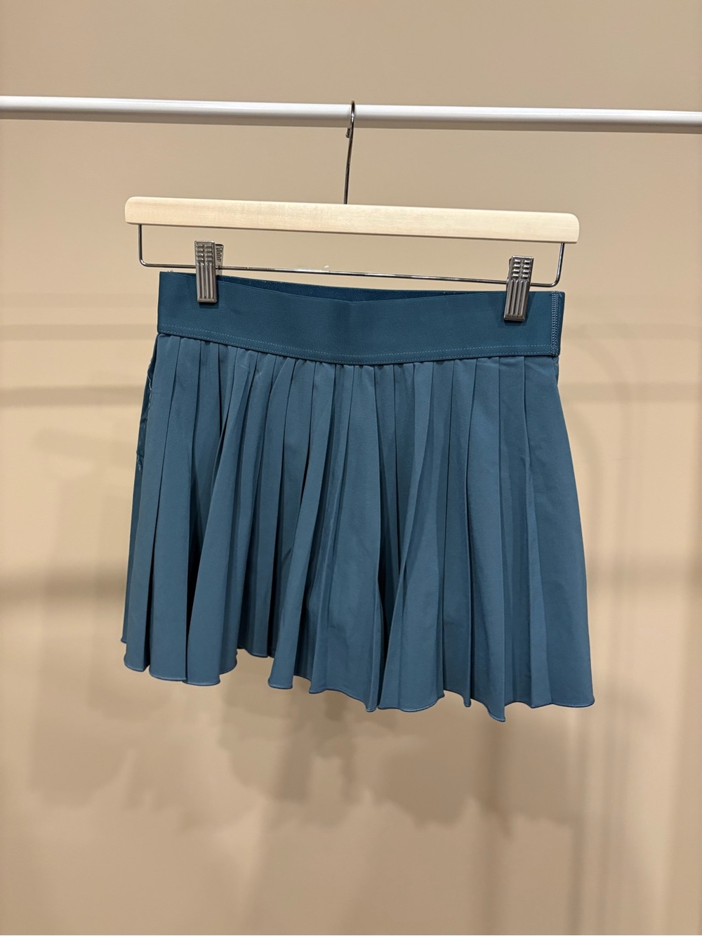 Pleated Mini Skirt in Teal Blue